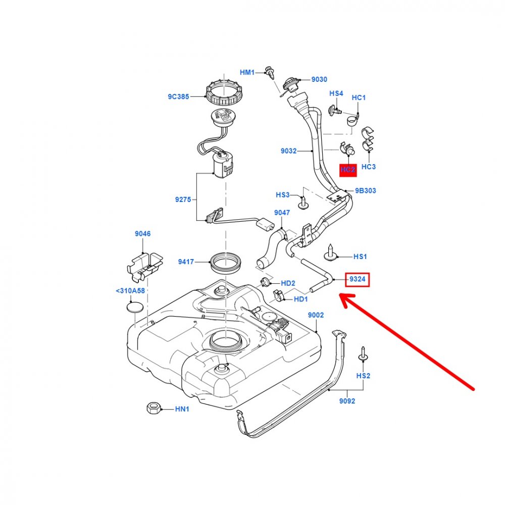 Hadice palivové nádrže Ford Transit Connect