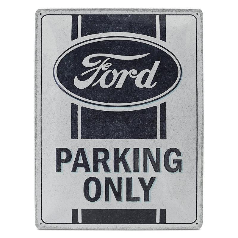 Plechová značka Ford Parking Only - bílá