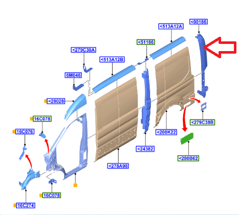 Panel - zadní roh postr. karoserie