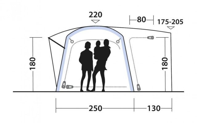Stan v zádi vozu Outwell Linnburg Air Rear