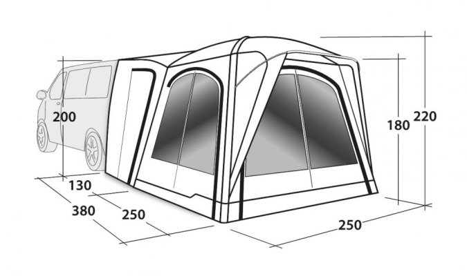 Stan v zádi vozu Outwell Linnburg Air Rear