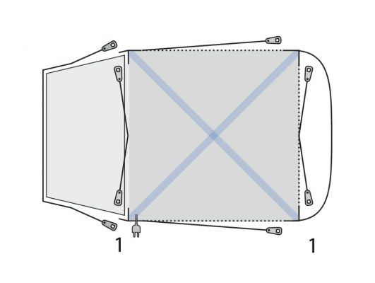 Stan v zádi vozu Outwell Linnburg Air Rear