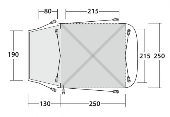 Stan v zádi vozu Outwell Linnburg Air Rear