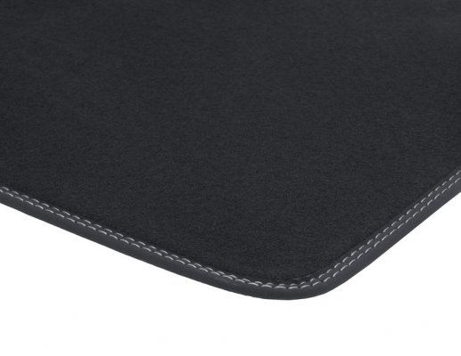 Podlahové koberce, velurové, provedení Premium zadní sada v černé barvě se šedým prošitím