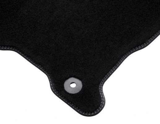 Podlahové koberce, velurové, provedení Premium přední a zadní v černé barvě s dvojitým šedým prošitím