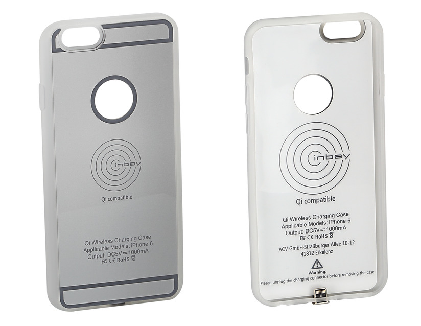 Levně Nabíjecí pouzdro Qi pro IPhone 6/6S/7, stříbrné