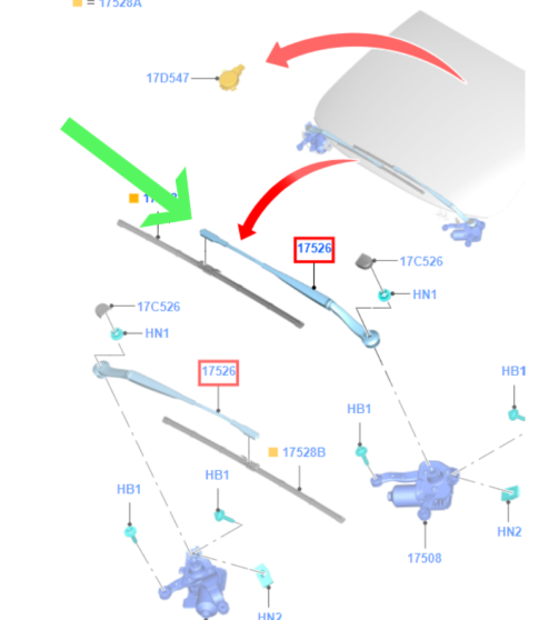 Rameno stěrače - strana řidiče