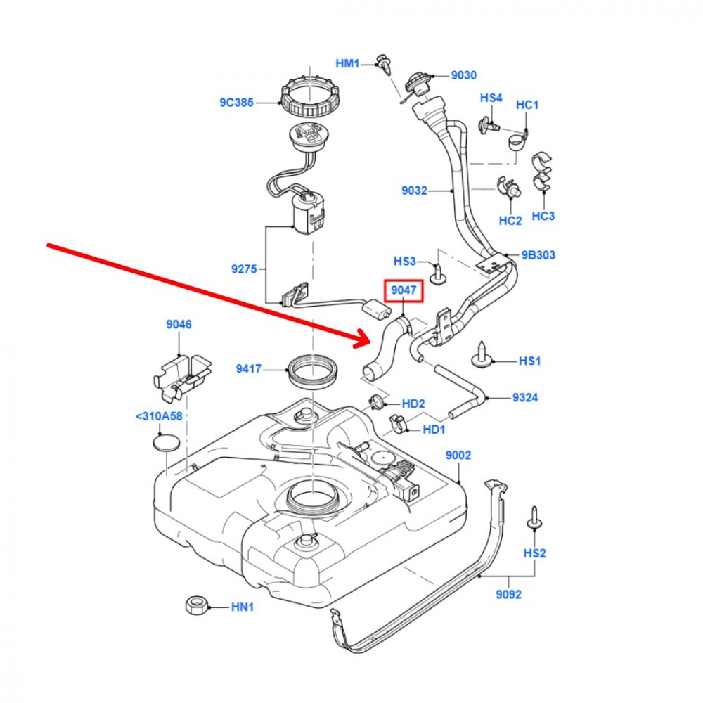 Hadice plniče paliva Ford Transit Connect