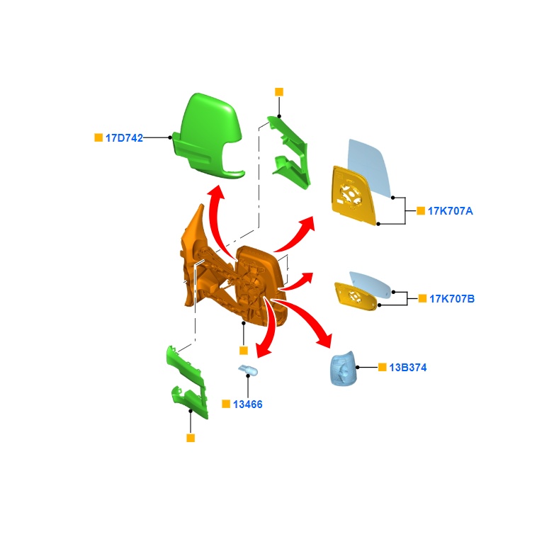 Zpětné zrcátko pravostranné Ford Transit