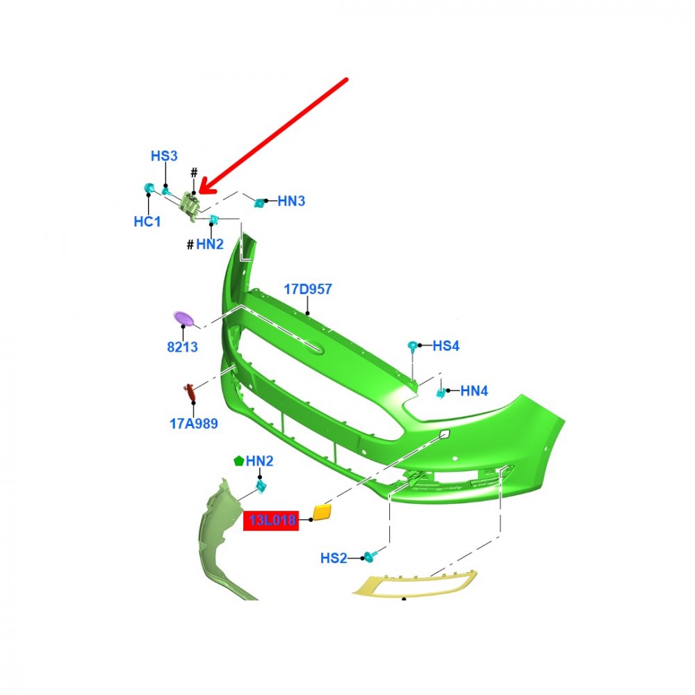 Držák předního nárazníku levý Ford
