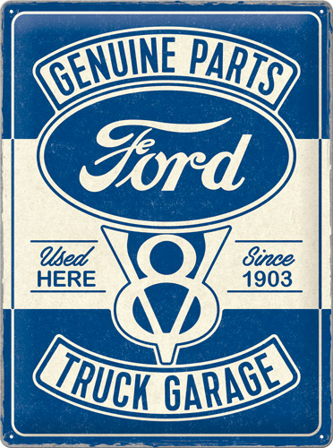Levně Plechový štítek s potiskem garáže nákladních aut